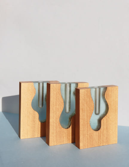 soliflore vase bois résine effet eau